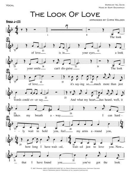 The Look Of Love Rhythm 5 Horns Sheet Music