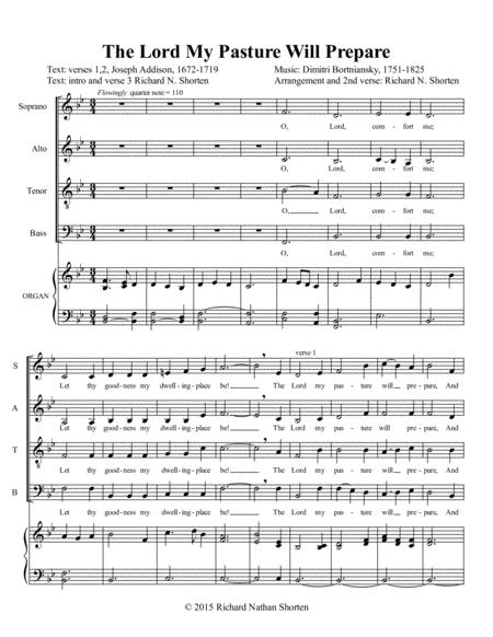 Free Sheet Music The Lord My Pasture Will Prepare