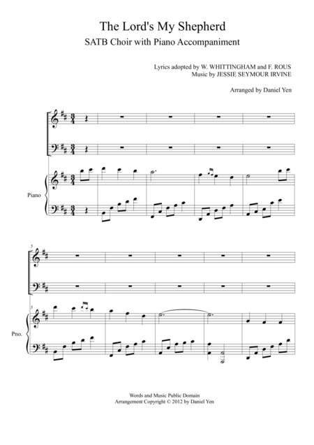 Free Sheet Music The Lords My Shepherd For Satb Choir With Piano Accompaniment