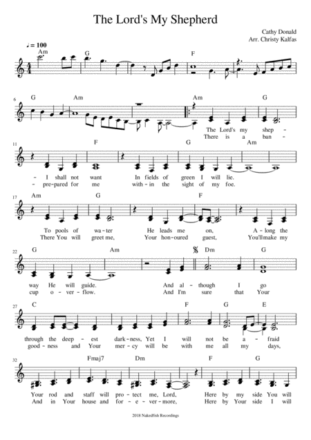 The Lords My Shepherd Psalm 23 Voice Duet In Am Original For Alto Voices Sheet Music