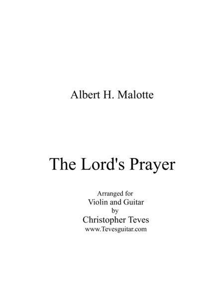 Free Sheet Music The Lords Prayer For Violin And Guitar