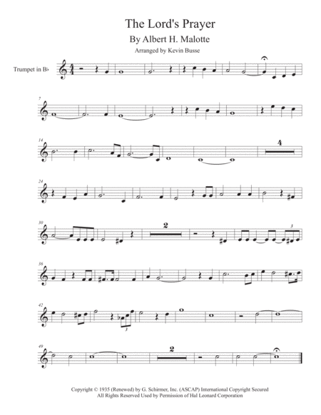Free Sheet Music The Lords Prayer Trumpet