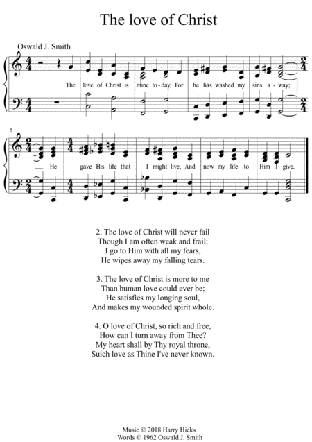 Free Sheet Music The Love Of Christ Is Mine Today A New Tune To A Wonderful Oswald Smith Poem