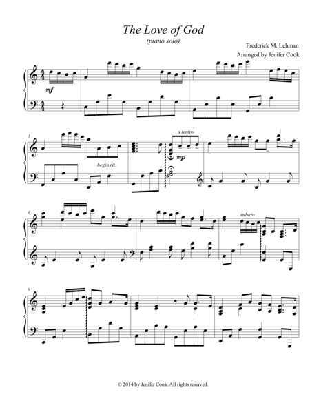 The Love Of God Sheet Music