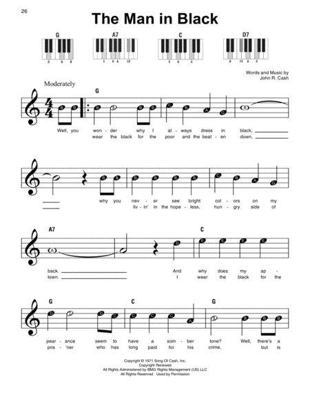 The Man In Black Sheet Music