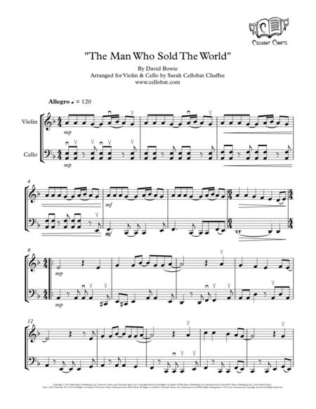 Free Sheet Music The Man Who Sold The World Violin Cello Duet David Bowie Arr Cellobat