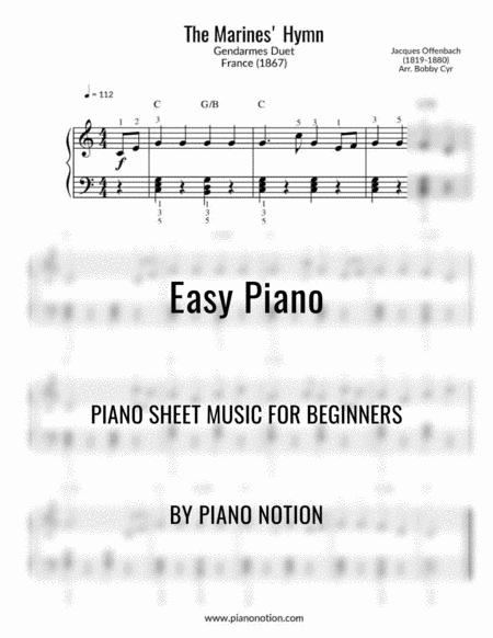 Free Sheet Music The Marines Hymn Easy Piano Solo Gendarmes Duet