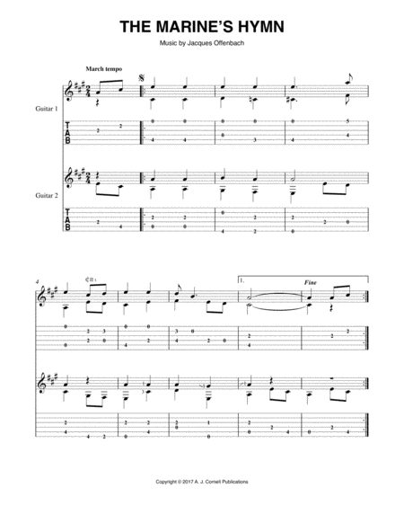 Free Sheet Music The Marines Hymn