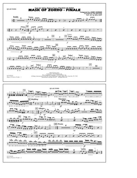 Free Sheet Music The Mask Of Zorro Finale Arr Jay Bocook Quad Toms