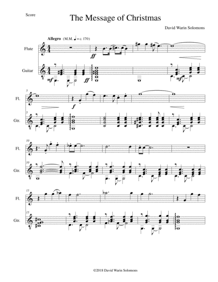 Free Sheet Music The Message Of Christmas For Flute And Guitar