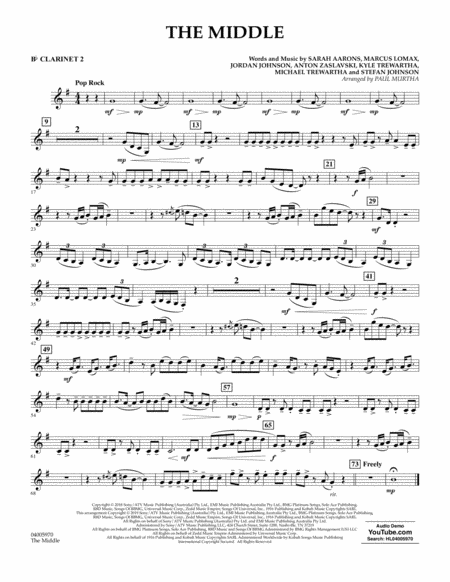 Free Sheet Music The Middle Arr Paul Murtha Bb Clarinet 2