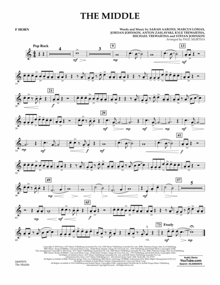 Free Sheet Music The Middle Arr Paul Murtha F Horn