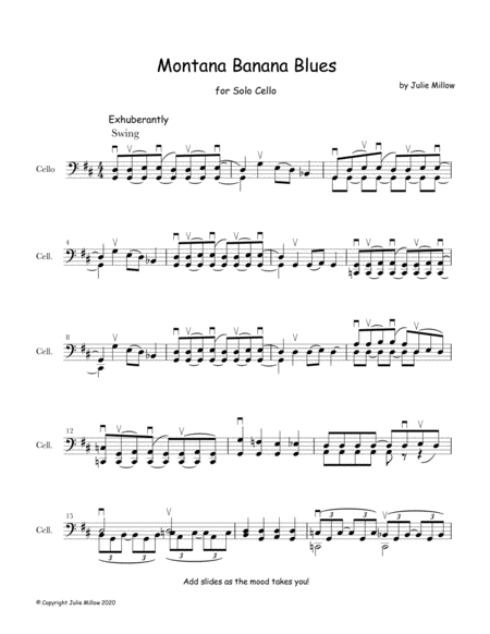 The Montana Banana Blues For Solo Cello Sheet Music