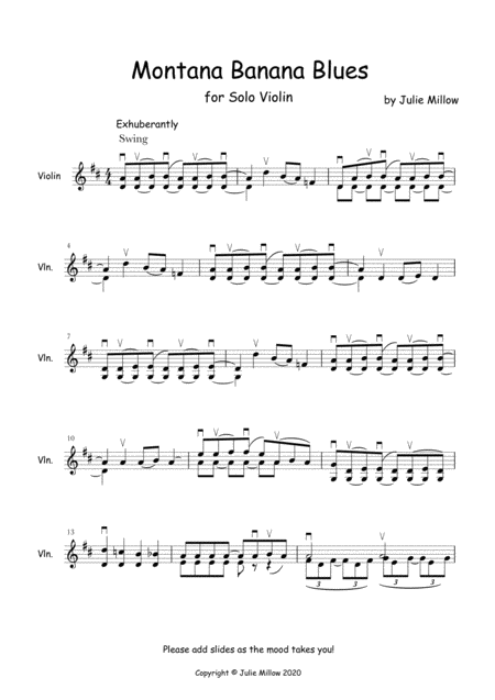 The Montana Banana Blues For Solo Violin Sheet Music