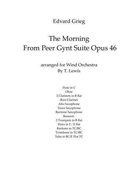 Free Sheet Music The Morning From Peer Gynt