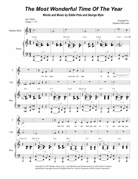 Free Sheet Music The Most Wonderful Time Of The Year For 2 Part Choir Sop Ten