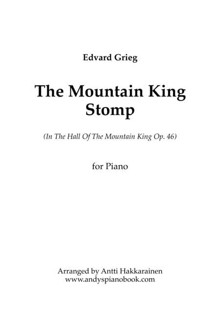 Free Sheet Music The Mountain King Stomp In The Hall Of The Mountain King Piano