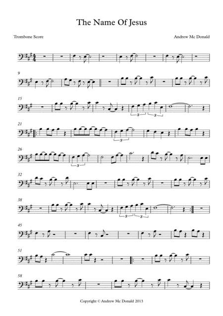 Free Sheet Music The Name Of Jesus Bb Trombone Score