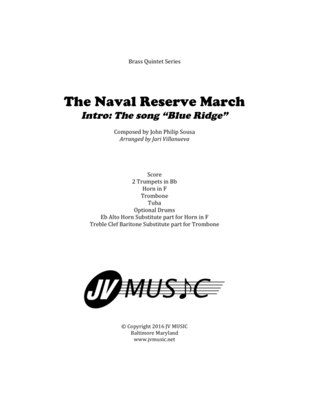 Free Sheet Music The Naval Reserve March For Brass Quintet And Optional Drums