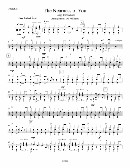 The Nearness Of You Drum Set Sheet Music