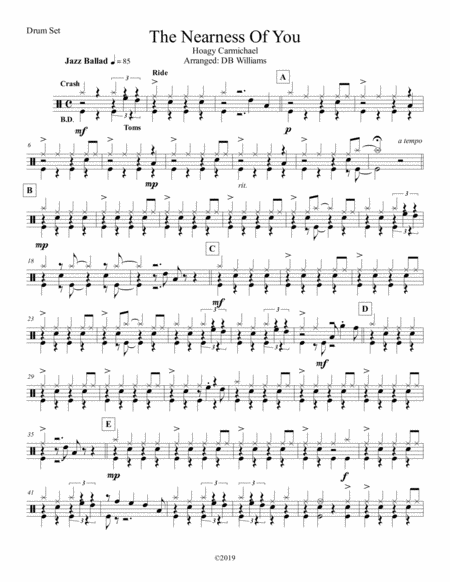 Free Sheet Music The Nearness Of You Strings Drum Set