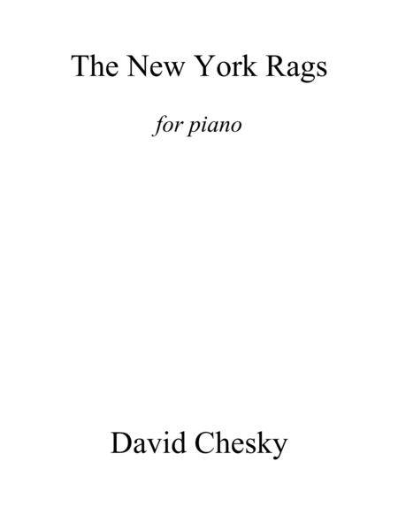 The New York Rags For Solo Piano Sheet Music