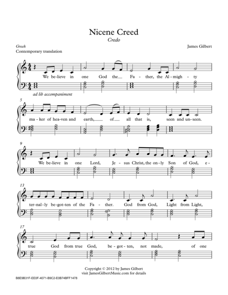 The Nicene Creed Credo Ch18 Sheet Music