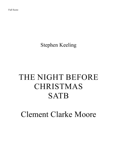 Free Sheet Music The Night Before Christmas Cantata For Satb And Piano