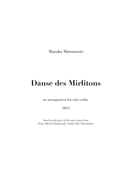 The Nutcracker Danse Des Mirlitons Arr For Solo Violin Sheet Music