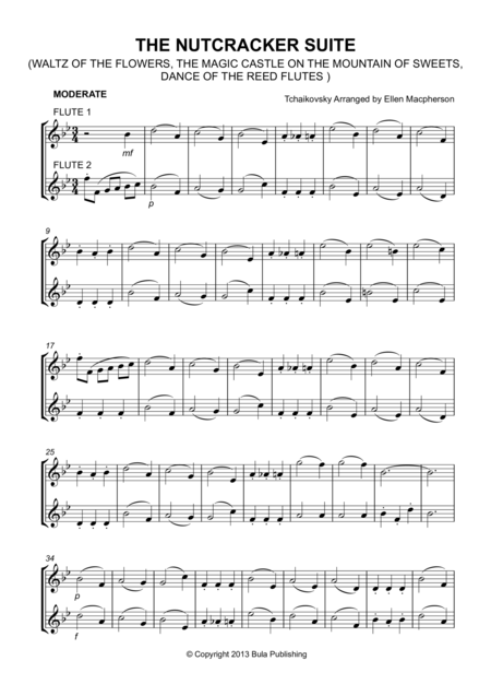 The Nutcracker Suite Flute Duet Waltz Of The Flowers The Magic Castle On The Mountain Of Sweets Dance Of The Reed Flutes Sheet Music