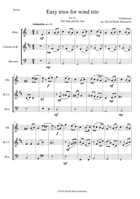 Free Sheet Music The Oak And The Ash A North Country Maid For Wind Trio Oboe Clarinet Bassoon