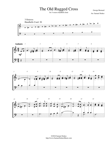 The Old Rugged Cross For 3 Octave Handbell Choir Sheet Music