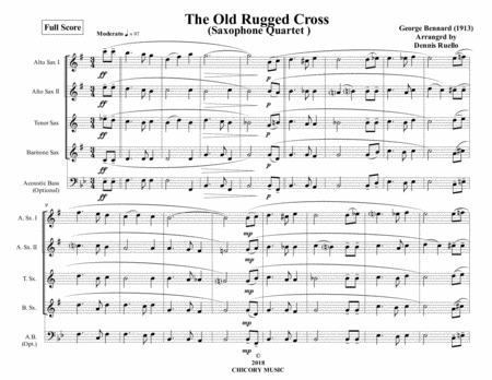 The Old Rugged Cross Sax Quartet Intermediate Sheet Music