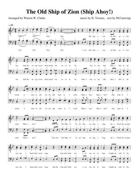 The Old Ship Of Zion Ship Ahoy Sheet Music