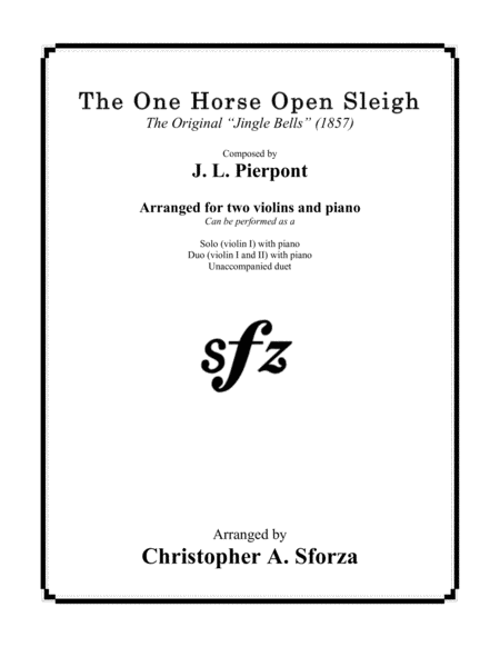 Free Sheet Music The One Horse Open Sleigh For Two Violins And Piano