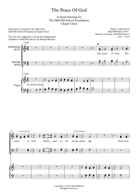 The Peace Of God For Satb Choir And Organ Sheet Music