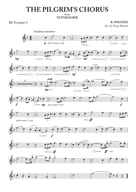 The Pilgrims Chorus For Brass Quintet Sheet Music