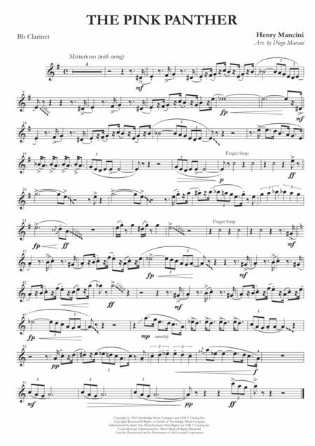 Free Sheet Music The Pink Panther For Clarinet And Piano