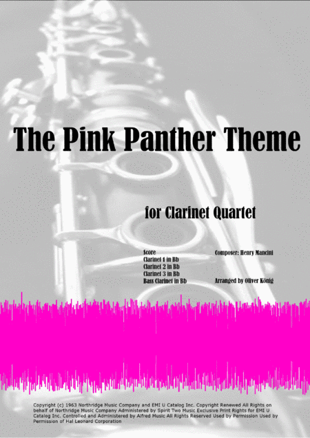 Free Sheet Music The Pink Panther For Clarinet Quartet