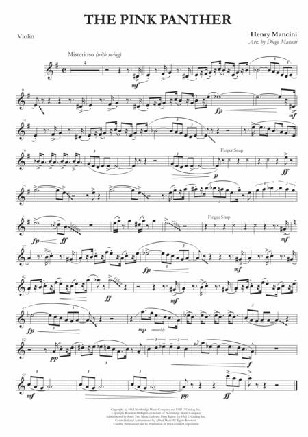 Free Sheet Music The Pink Panther For Violin And Piano