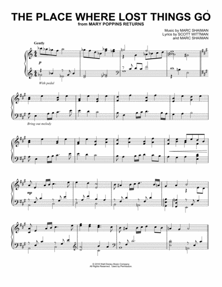 The Place Where Lost Things Go From Mary Poppins Returns Sheet Music