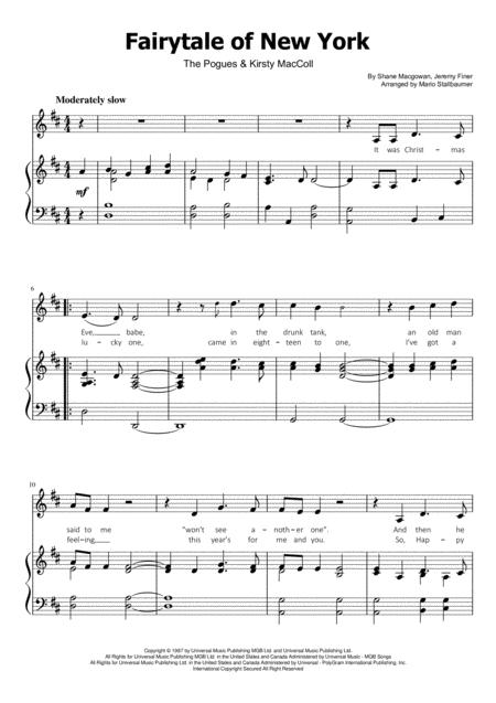 Free Sheet Music The Pogues Fairytale Of New York