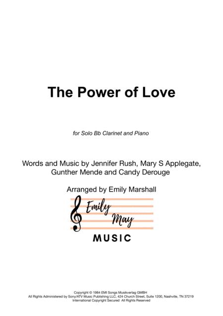 Free Sheet Music The Power Of Love For Clarinet With Piano Accompaniment