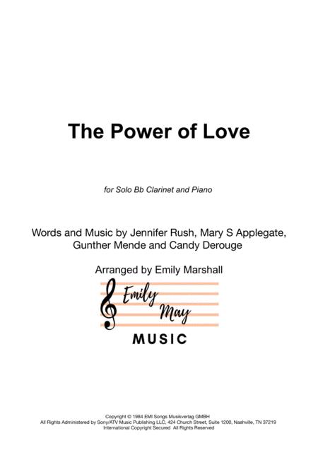 The Power Of Love For Clarinet With Piano Accompaniment Sheet Music