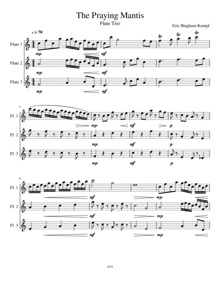 Free Sheet Music The Praying Mantis