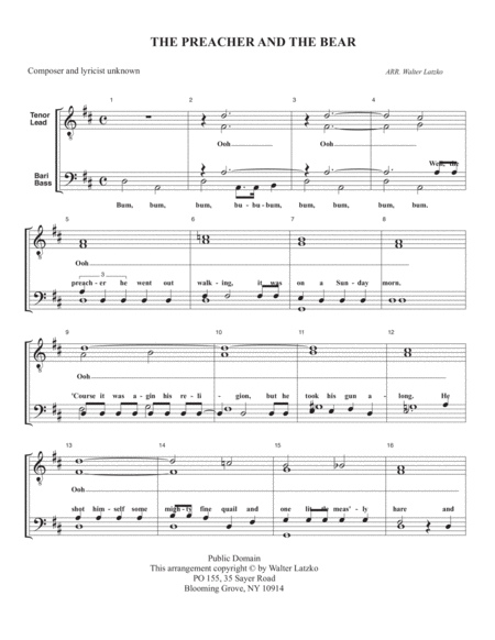 The Preacher And The Bear Sheet Music