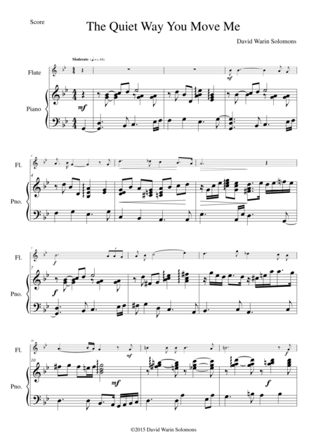 Free Sheet Music The Quiet Way You Move Me For Flute And Piano