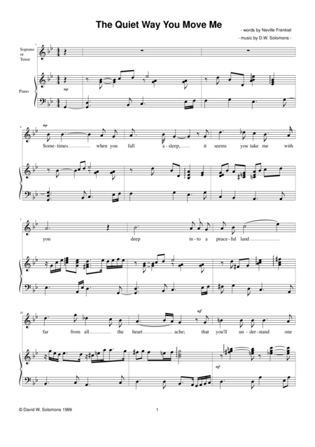 Free Sheet Music The Quiet Way You Move Me For High Voice And Piano