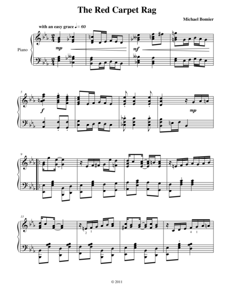 The Red Carpet Rag From New Ragtime Piano Music Sheet Music