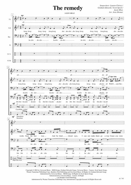 Free Sheet Music The Remedy I Wont Worry Ttbb A Cappella